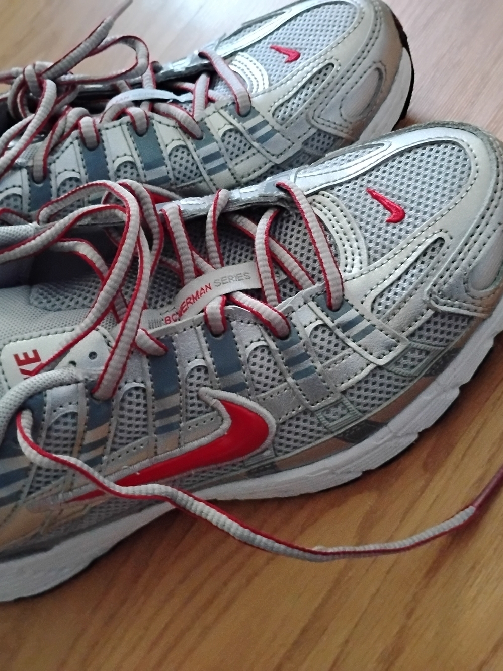 Nike Gray And Red Running Shoes